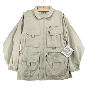 Bimini Bay Expedition Jacket SZ M Gray Sand 21W 30L Cargo Pocket Full Zip W/Tags
